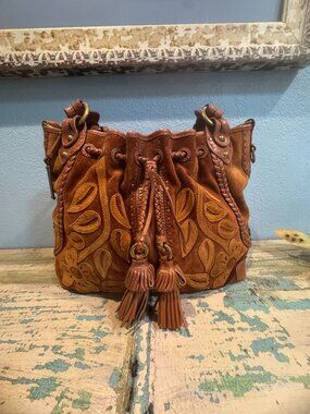 GUC LOCKHEART SUEDE/LEATHER TRIM FLOWER BAG/PURSE